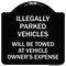 Signmission Illegally Parked Vehicles Towed Owners Expense Heavy-Gauge Alum Sign, 18" L, 18" H, BW-1818-23897 A-DES-BW-1818-23897 - alternate 1
